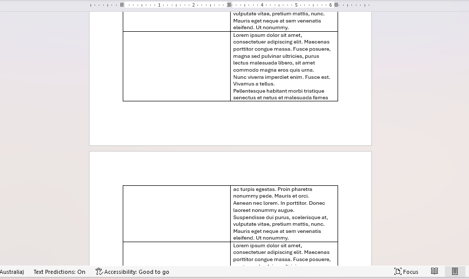 Table row breaking over pages